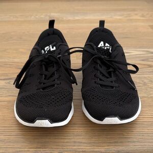 APL Black Knit Lace-Up Athletic Sneakers with White Soles